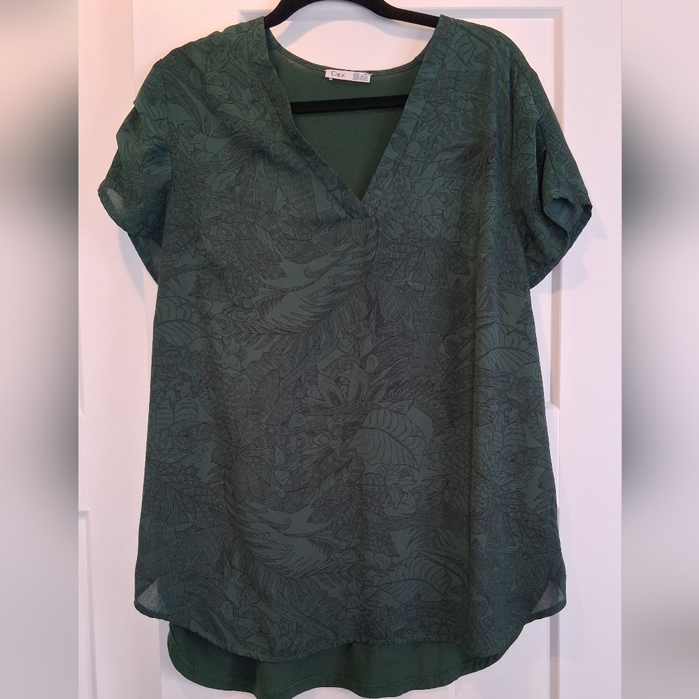 Dex Forest Green Patterned Blouse